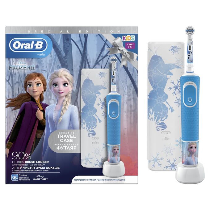 ORAL-B Электрическая зубная щетка ORAL_B  (3+ лет) D100.413.2KX Frozen тип 3710 Blue+Travel Case