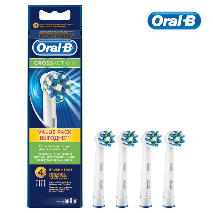 ORAL-B ORAL_B Насадка для электрической зубной щетки CrossAction EB50-4 4шт