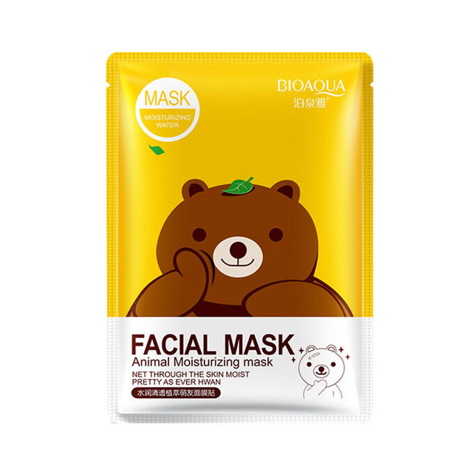 Bioaqua Увлажняющая очищающая маска-салфетка для лица с экстрактом зеленого чая (мишка)