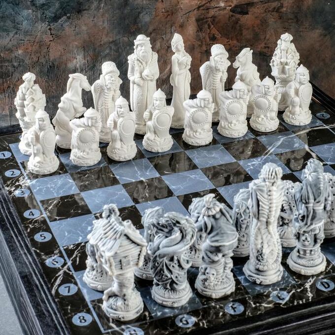 Фигуры шахматные &quot;Русские сказки&quot; комплект 32штх11см, доска