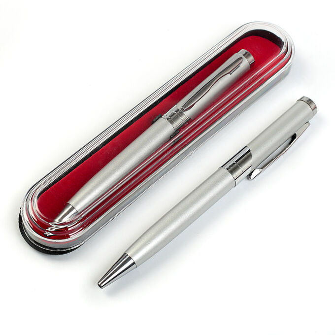 Calligrata Ручка подарочная, шариковая &quot;Бизнес&quot; в пластиковом футляре, поворотная, серебристая