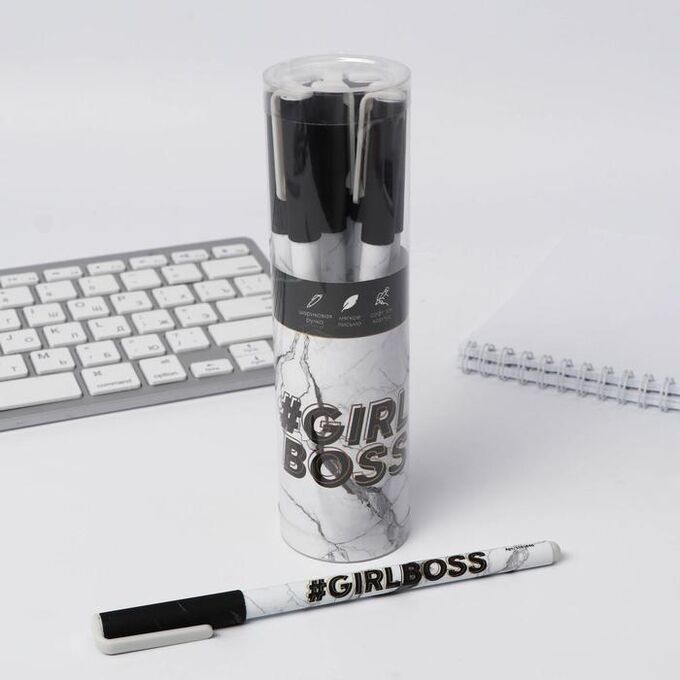 Art Fox Ручка с колпачком и нанесением soft-touch Girl boss, синяя паста, 0,7 мм, цена за 1 шт