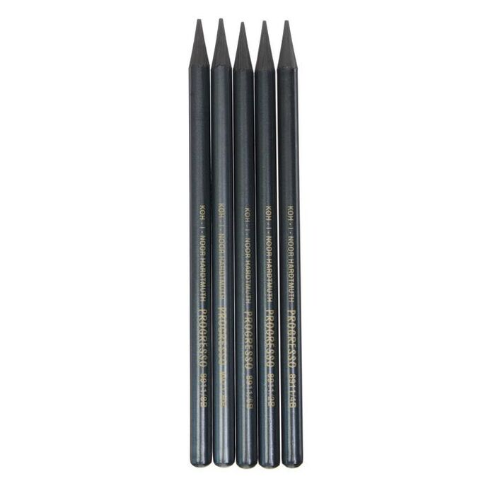 Набор чернографитных карандашей цельнографитовых разной твердости Koh-I-Noor PROGRESSO 8911, 4 штуки (2B, 6B, 8B, HB)