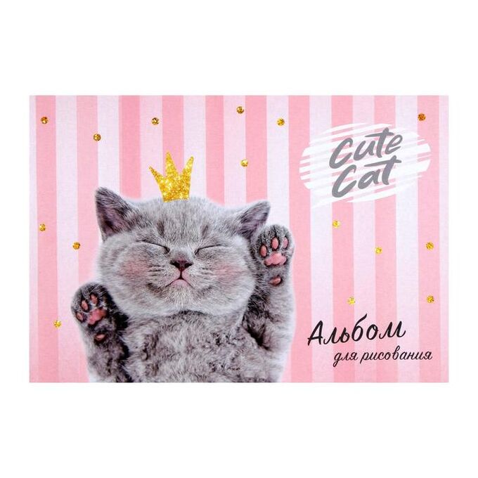 Calligrata Альбом для рисования А4, 40 листов на скрепке Cat lady, обложка мелованный картон, блок офсет
