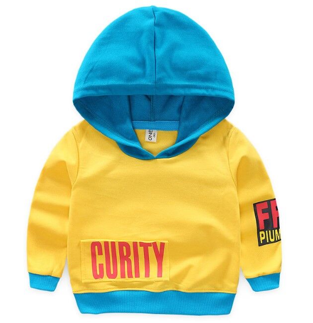 Детская легкая толстовка с капюшоном, надпись &quot;Curity&quot;, цвет желтый/голубой