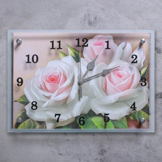 Часы настенные, серия: Цветы, &quot;Розы&quot;, 25х35 см в ассортименте