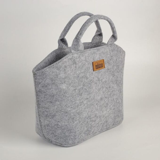 Термо-сумка 4.5 л, на молнии, войлок, светло-серый 28х15х24 см