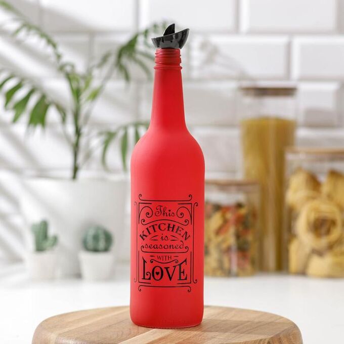 Бутыль для соуса и масла «Любовь на кухне», 750 мл, цвет красный
