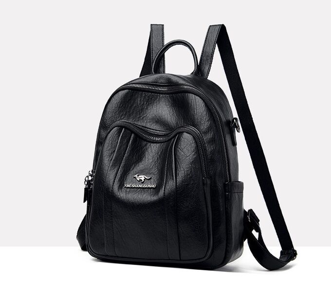 Женский рюкзак-сумка, два отделения, логотип &quot;Кенгуру&quot;, цвет черный