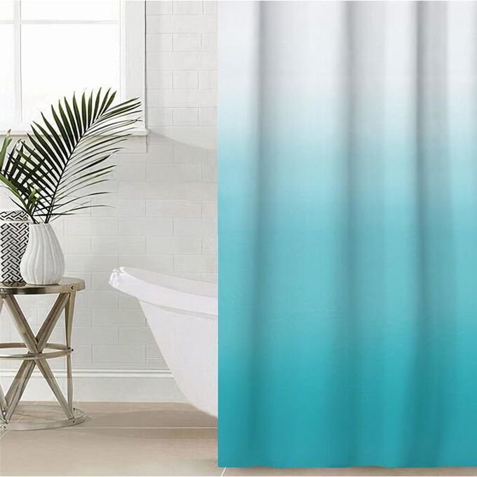 Штора для ванной комнаты SAVANNA «Градиент», 180?180 см, EVA, цвет морская волна