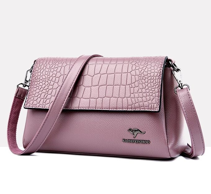 Женская сумочка с клапаном и принтом &quot;Кродиловая кожа&quot;, логотип &quot;Кенгуру&quot;, цвет фиолетовый