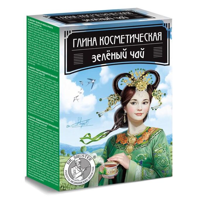 Глина косметическая Доктор Шустер зелёный чай, 100 г