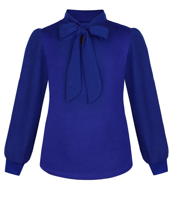 Радуга дети Синий джемпер(блузка)для девочки с бантом-галстуком Цвет: синий