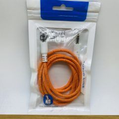 Кабель AUX Jack 3.5mm-Jack 3.5mm тканевый оранжевый в упаковке