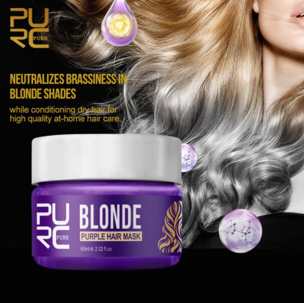 Pure Фиолетовая маска для волос оттенка блонд и мелированных брюнеток, против желтизны, 60 мл