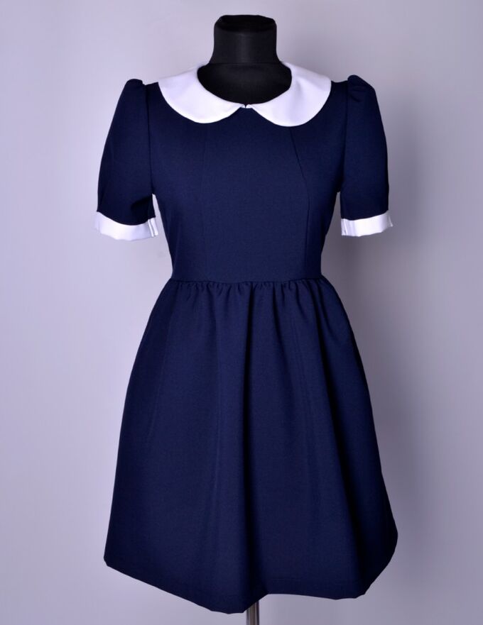 Синее школьное платье