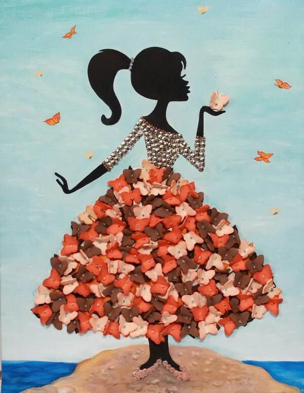 Мозаика из пайеток на холсте &quot;Девочка с бабочками&quot; 18413 МХ-22