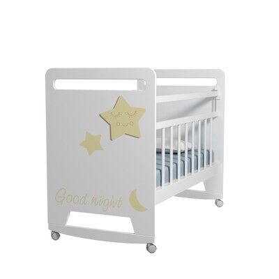 Кровать детская Good Night Star колесо-качалка (белый) (1200x600 )