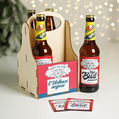 Ящик для пива с наклейками &quot;С Новым годом&quot;, 28 x 16 x 16 см