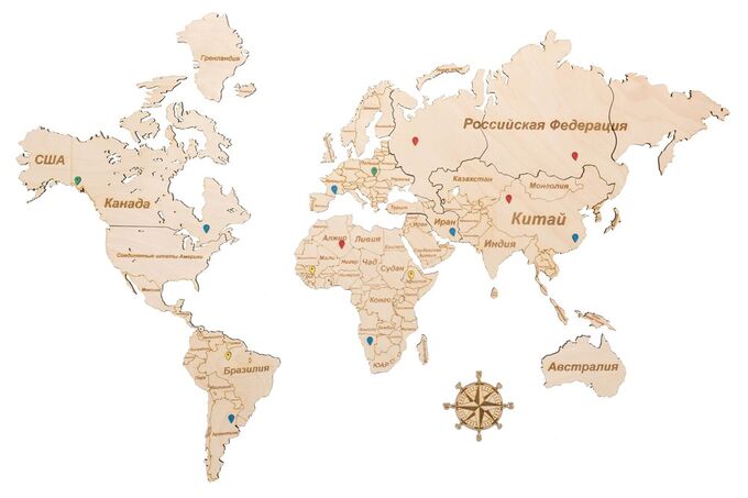 Карта мира из дерева &quot;White&quot;