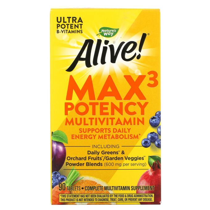 Nature&#039;s Way, Alive! Max3 Potency, мультивитамины, 90 таблеток