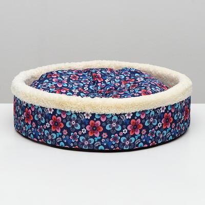 Лежанка круглая с двусторонней подушкой, 46x 13 см микс цветов