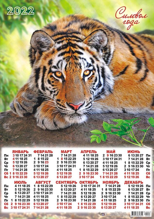 Листовой календарь на 2022 год А2 &quot;Символ Года - Тигр&quot;