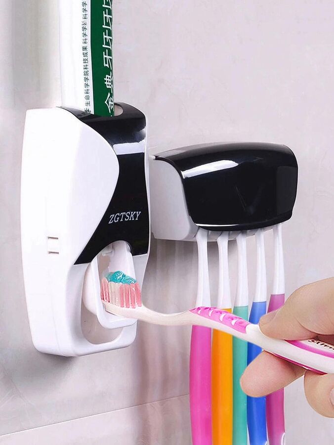 Автоматический дозатор зубной пасты 1шт и держатель зубной щетки 1шт