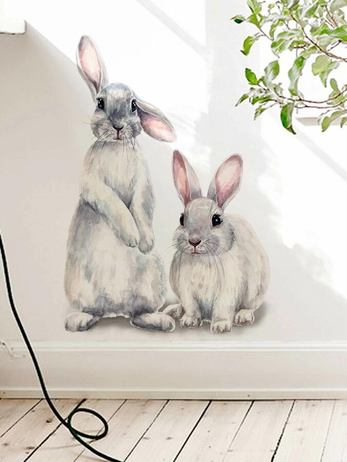 Стикер стены с принтом кролика