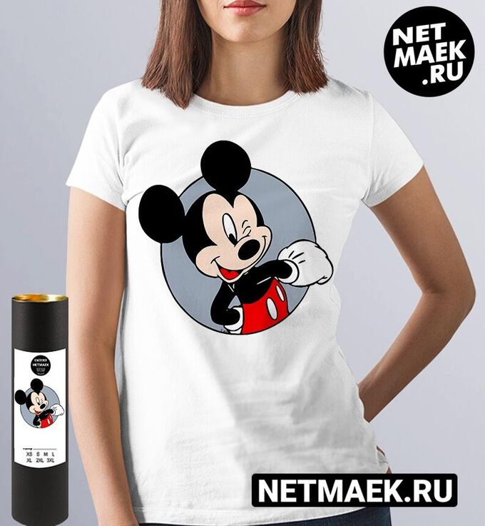 Женская футболка с принтом mickey mouse, цвет белый