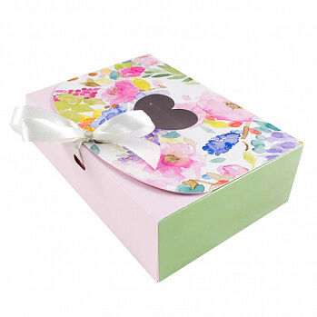 Коробка для сладостей &quot;Цветочная розовая&quot; с лентой, 16*11*5 см