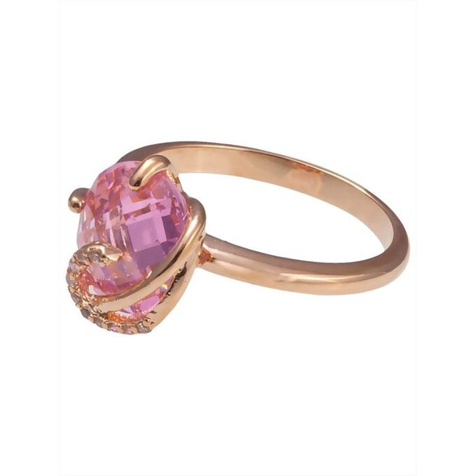 Кольцо с розовым фианитом &quot;Версаль&quot;, позолота с родированием , размер 16