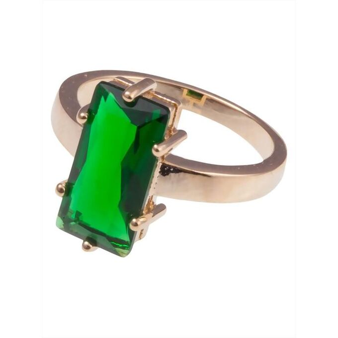 Кольцо с зелёным фианитом &quot;Марго&quot;, позолота с родированием , размер 16