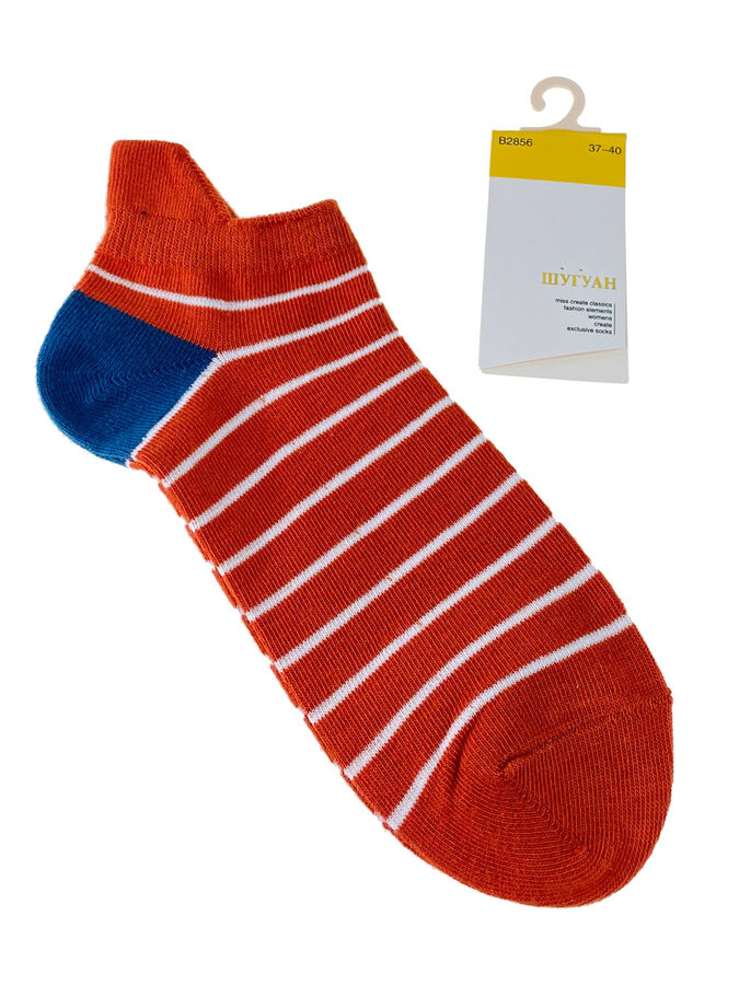 Женские носки в полоску с высокой пяткой, цвет красный
