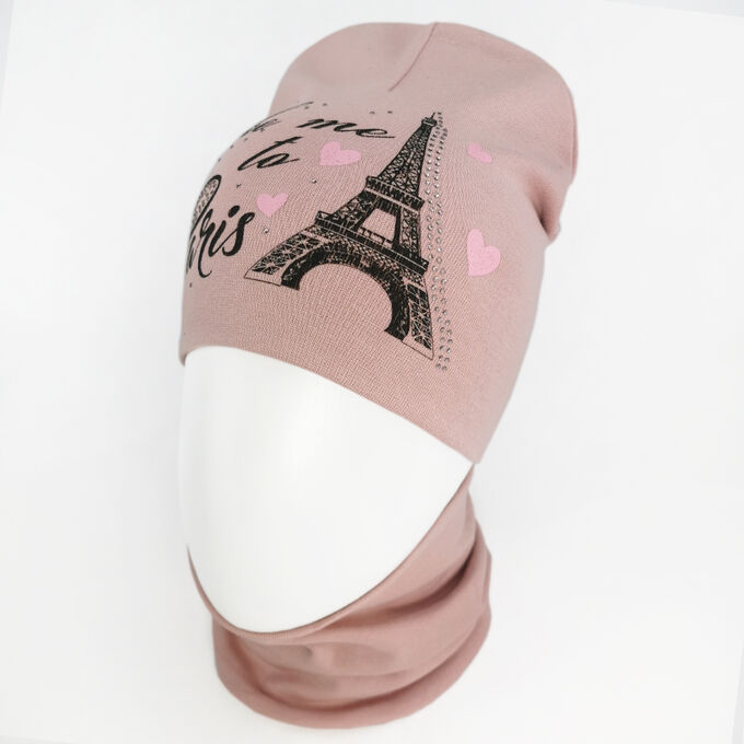 Вд1622-83 Комплект трикотажный двойной шапка/снуд PARIS пудра