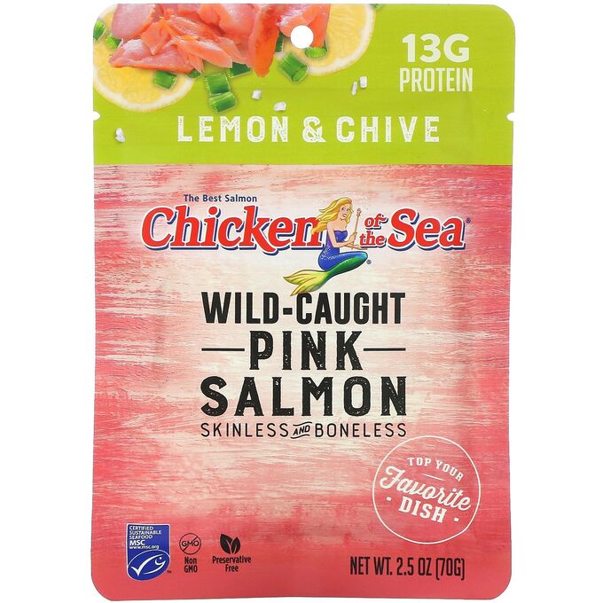 Chicken of the Sea, Wild-Caught Pink Salmon, Lemon &amp; Chive, 2.5 oz ( 70 g)