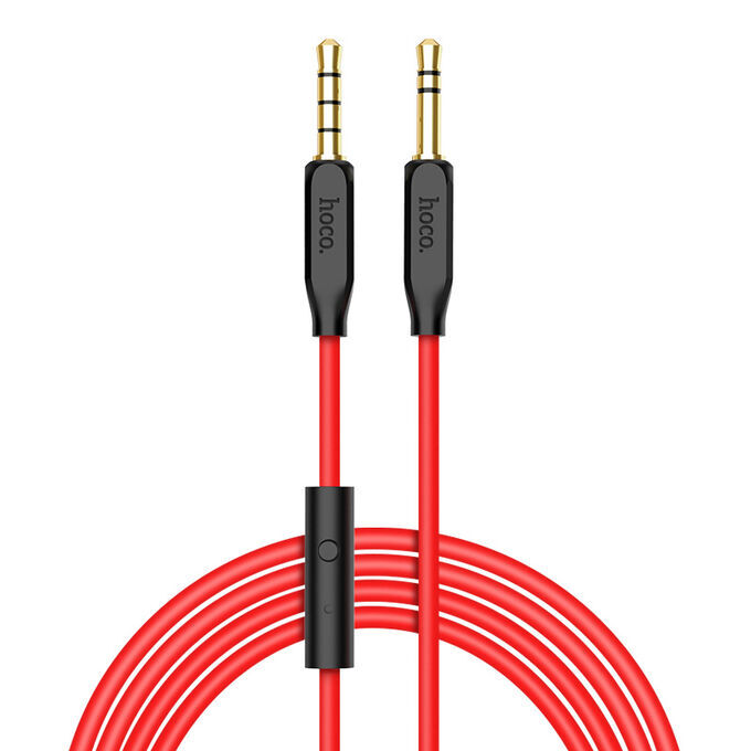 Аудио-кабель HOCO UPA12, AUX, 1 м, черный, микрофон+кнопка