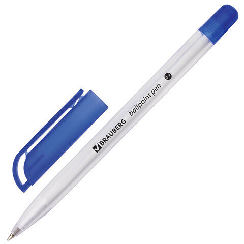 Ручка шариковая масляная BRAUBERG &quot;Olive Pen&quot;, СИНЯЯ, корпус прозрачный, 0,7 мм, линия 0,35 мм, 141476