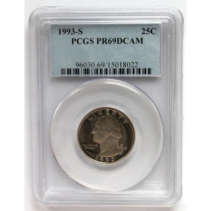 США 25 центов (1/4 доллара) 1993 (S) PROOF «ДЖОРДЖ ВАШИНГТОН» в слабе PCGS PR69DCAM