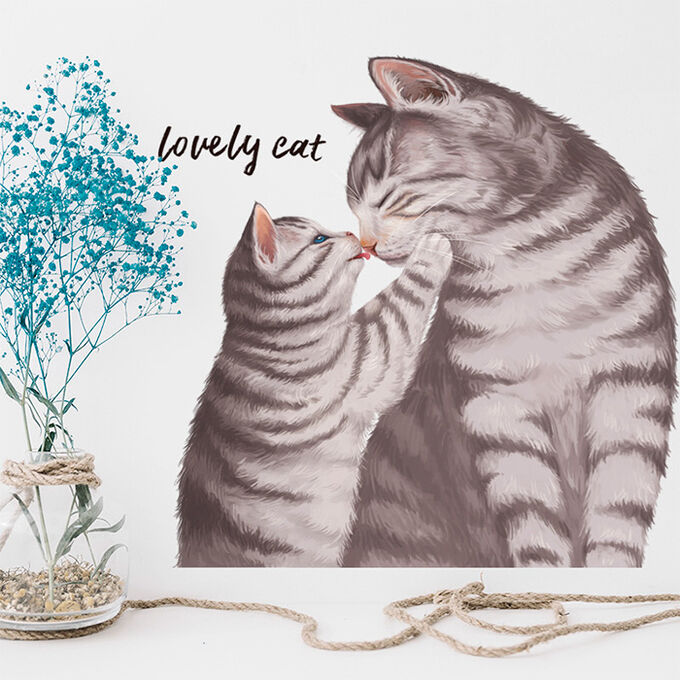 Наклейка многоразовая интерьерная  «Lovely cat» 38*39 см (1904)