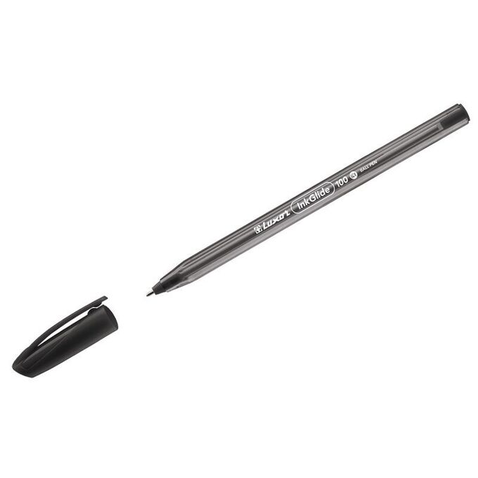 Ручка шариковая Luxor &quot;InkGlide 100 Icy&quot; черная, 0,7мм, трехгран.