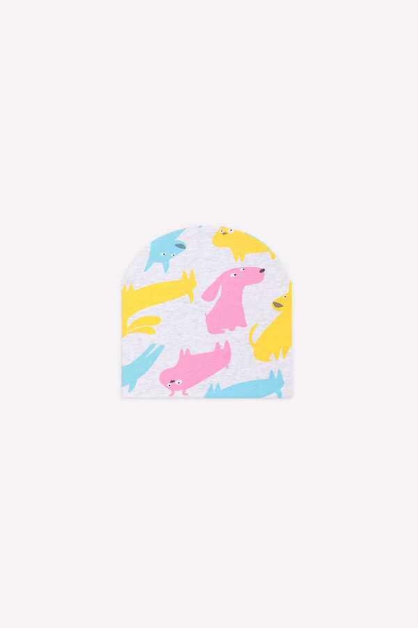 Шапка для девочки Crockid К 8102 светло-серый меланж, разноцветные собаки к1264