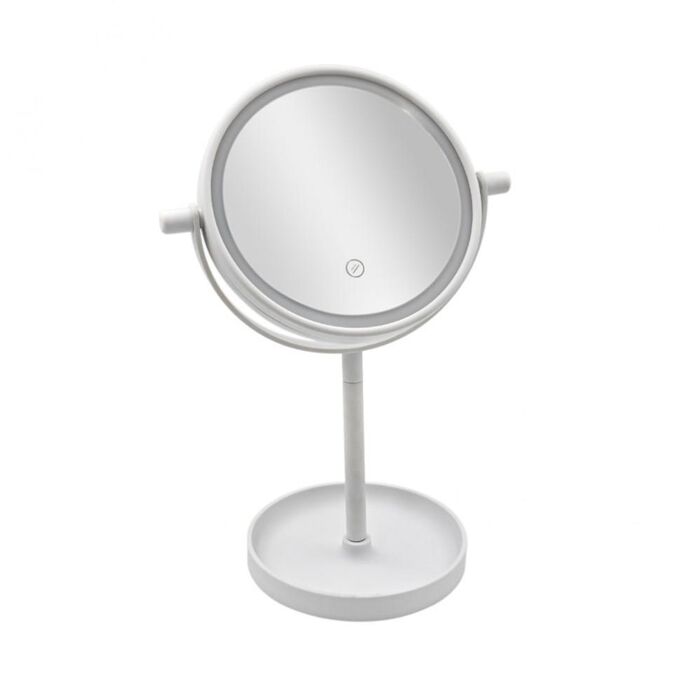 Настольное зеркало круглое с подсветкой Белое (без упаковки)