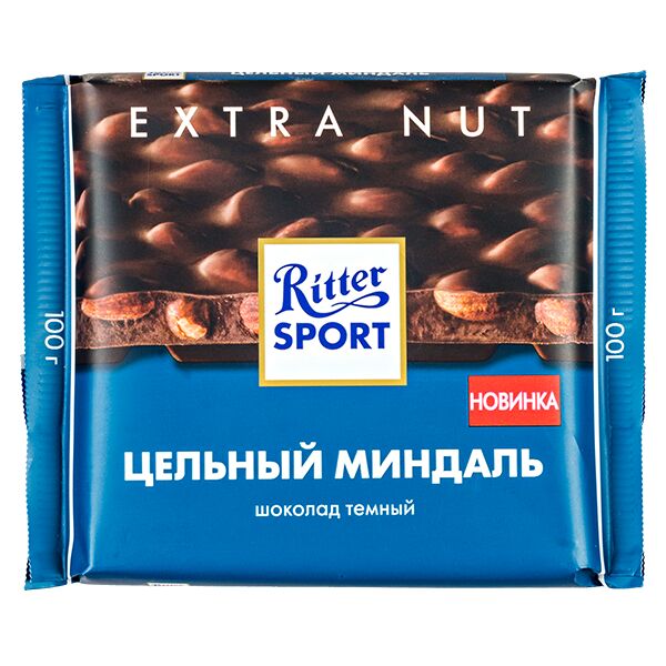 Ritter Sport Шоколад Риттер Спорт Цельный Миндаль Темный 100 г 1 уп.х 11 шт.
