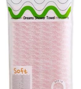 SUNG BO CLEAMY Мочалка для тела с плетением «Сетка» и полиэстеровыми нитями &quot;Dreams Shower Towel&quot; (мягкая) размер 28 см х 90 см