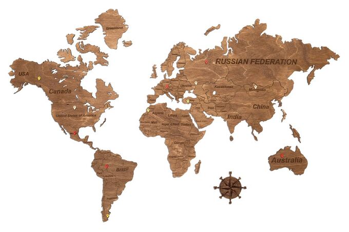 Карта Мира из дерева &quot;Brown&quot;