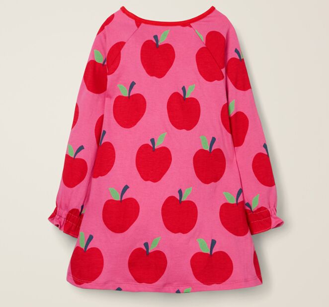 Детское платье, принт &quot;Яблоки&quot;, цвет насыщенный розовый