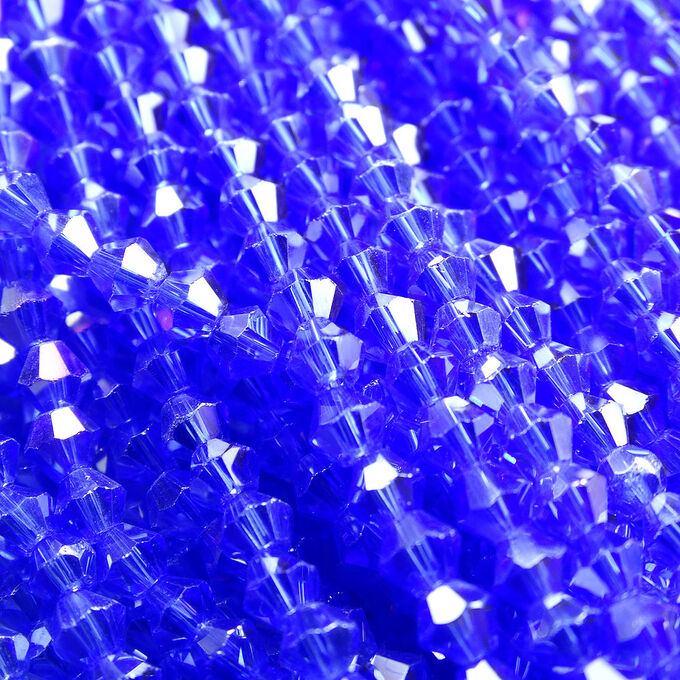 Хрустальные бусины &quot;биконус&quot;, светло-синий (с покрытием), 4 мм