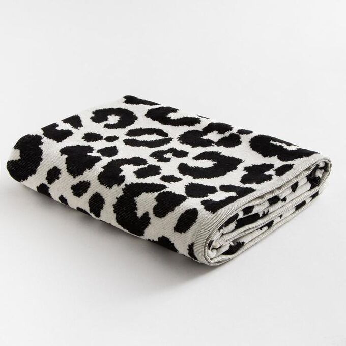 Полотенце махровое Этель Leopard чёрный, 70х130 см, 100% хл, велюр, 420 гр/м2