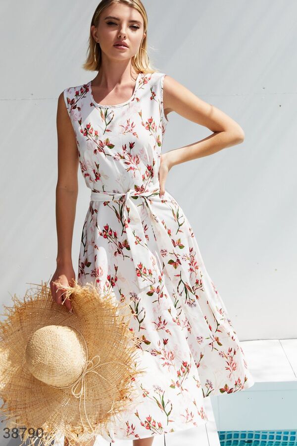 Gepur Светлое платье с цветочным принтом